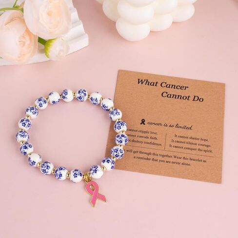 ZZLTAWS Breast Cancer Awareness Bracelets, Natural Stone Beaded Bracelets,Inspirational Bracelets Gifts for Women Girls Best Friend Sister in Saudi Arabia