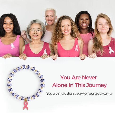 ZZLTAWS Breast Cancer Awareness Bracelets, Natural Stone Beaded Bracelets,Inspirational Bracelets Gifts for Women Girls Best Friend Sister in Saudi Arabia