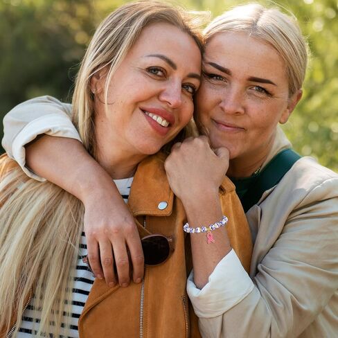 ZZLTAWS Breast Cancer Awareness Bracelets, Natural Stone Beaded Bracelets,Inspirational Bracelets Gifts for Women Girls Best Friend Sister in Saudi Arabia