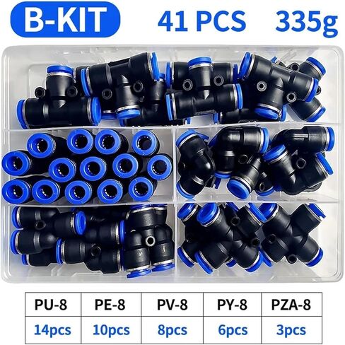 41 PCs Boxed PU-8/PE-8/PZA-8/PY-8/PV-8/PG-8/PK-8 Pneumatic Connectors Kit 8mm 6mm Outer Diameter of the Hose Pipe Tube Air in Saudi Arabia