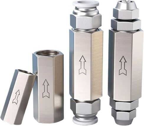 Pneumatic Check Valve 6mm 8mm 10mm 1/4 OD Hose One Way Valve Air Gas Single Way Brass Valve Air Compressor Pipe Fitting Adapter(Color:CV-04 w BT12-04) in Saudi Arabia