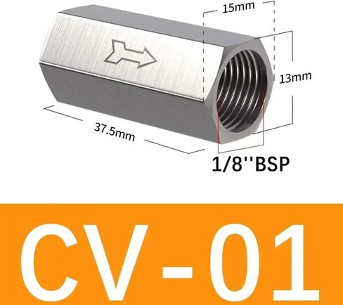 Pneumatic Check Valve 6mm 8mm 10mm 1/4 OD Hose One Way Valve Air Gas Single Way Brass Valve Air Compressor Pipe Fitting Adapter(Color:CV-04 w BT12-04) in Saudi Arabia