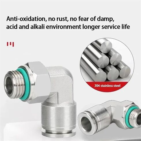 304 من الفولاذ المقاوم للصدأ معدن PL Pneumatic اقتران سريع خرطوم خارجي الخيط الخارجي M5 1/8 "1/4" 3/8 "1/2" مقاومة الضغط العالي (اللون: PL6-G03) in Saudi Arabia