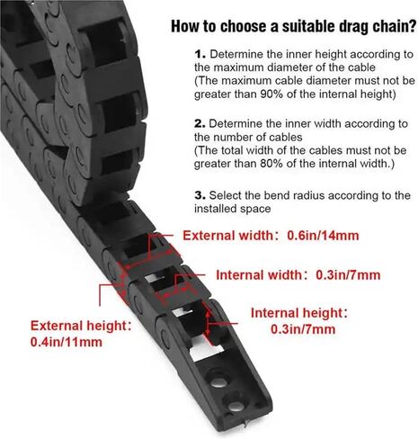 1pc سلسلة الكبلات سلسلة السحب سلك مع موصلات نهاية لآلات CNC 550 مم/1000 مم (10x20 مم 1000 مم) in Kuwait