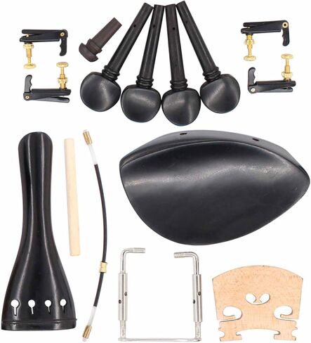 ApplianPar Set of 4/4 Wood Violin Parts Fine Tuners Tailpiece Tuning Pegs Chin Rest Chinrest Clamp Endpin Bridge in Saudi Arabia