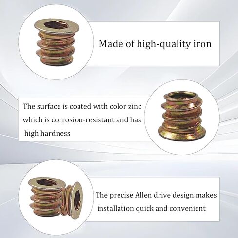 20pcs M8x25mm ملابسي ملولبة للخشب ، إدراج Nut Drive ، موصلات الأثاث المعدني المطلي بالزنك ، السحابات الترباس مقبس السداسي للأثاث الخشبي ، الخزانات ومشاريع DIY in Saudi Arabia