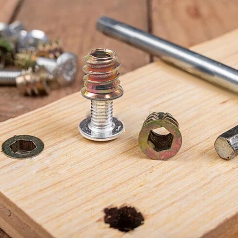 20pcs M8x25mm ملابسي ملولبة للخشب ، إدراج Nut Drive ، موصلات الأثاث المعدني المطلي بالزنك ، السحابات الترباس مقبس السداسي للأثاث الخشبي ، الخزانات ومشاريع DIY in Kuwait