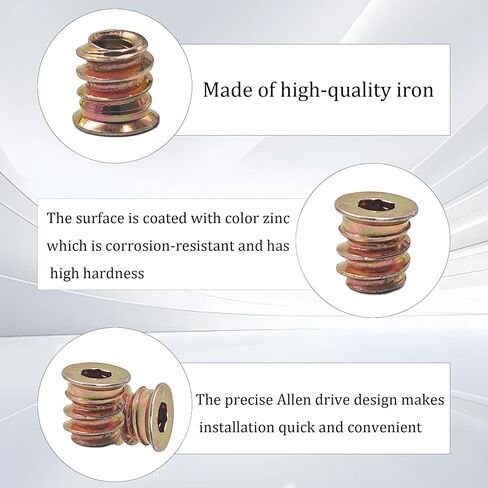 20pcs M8x25mm ملابسي ملولبة للخشب ، إدراج Nut Drive ، موصلات الأثاث المعدني المطلي بالزنك ، السحابات الترباس مقبس السداسي للأثاث الخشبي ، الخزانات ومشاريع DIY in Kuwait