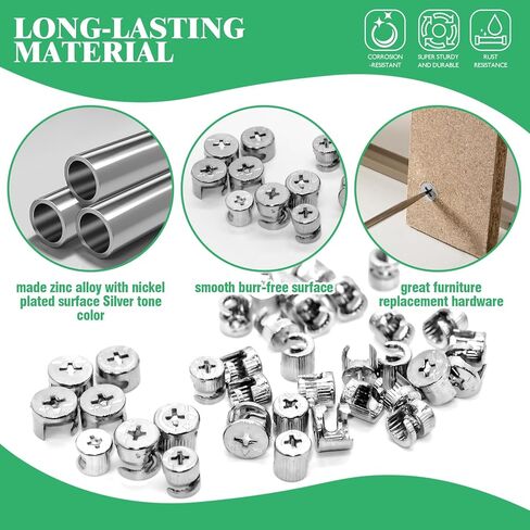 150Pcs 3-in-1 Furniture Cam Lock Nut Connectors Fittings with Dowels, Fastener Connecting Lock Nut Bolt for Closets Bed Furniture Connecting in Saudi Arabia