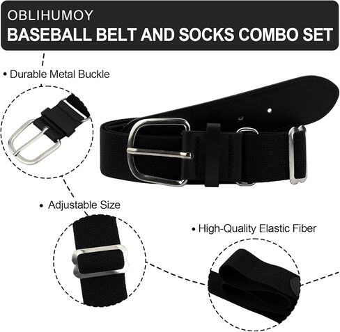 Baseball Socks and Belt Combo Set Softball Football Socks and Elastic Waist Belt for Youth Adult Orange in Saudi Arabia
