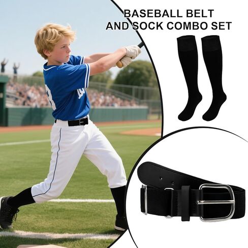 Baseball Socks and Belt Combo Set Softball Football Socks and Elastic Waist Belt for Youth Adult Orange in Saudi Arabia