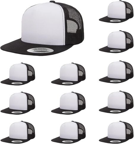 Yupoong 5-Panel YP Classic Trucker Cap | High Profile Flat Visor Snapback | OSFM | Bulk Packs Available in Kuwait