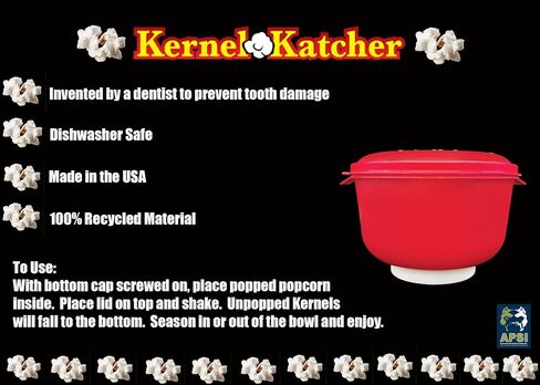 Kernel Catcher Popcorn Bowl- تم اختراع طبيب الأسنان ، مادة غسالة الصحون آمنة ، معاد تدويرها (الأزرق) in Saudi Arabia