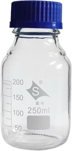 Pieces Capacity 100/250/500/1000ml Glass Reagent Bottle with Blue Screw Cap Medical Laboratory Glassware(100ml) in Saudi Arabia