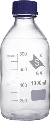 Pieces Capacity 100/250/500/1000ml Glass Reagent Bottle with Blue Screw Cap Medical Laboratory Glassware(100ml) in Saudi Arabia