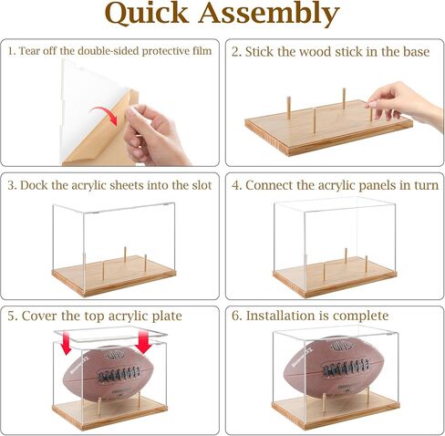 Football Display Case, Acrylic Display Case with Removable Stand, , UV Protected Display Case for Autographed Footballs, Sports Collectibles, Trophy, Action Figure and Models in Kuwait