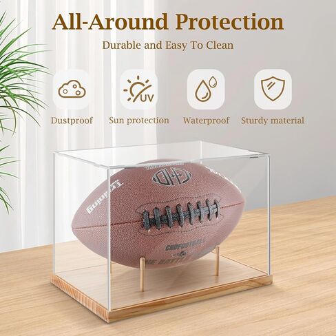 Football Display Case, Acrylic Display Case with Removable Stand, , UV Protected Display Case for Autographed Footballs, Sports Collectibles, Trophy, Action Figure and Models in Kuwait