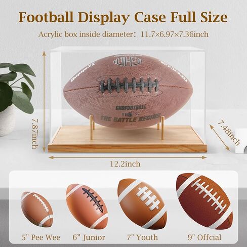 Football Display Case, Acrylic Display Case with Removable Stand, , UV Protected Display Case for Autographed Footballs, Sports Collectibles, Trophy, Action Figure and Models in Kuwait