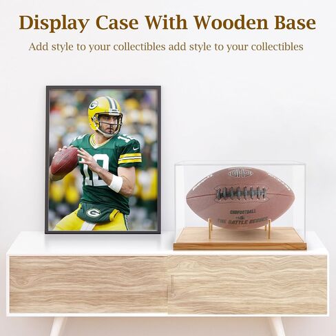 Football Display Case, Acrylic Display Case with Removable Stand, , UV Protected Display Case for Autographed Footballs, Sports Collectibles, Trophy, Action Figure and Models in Kuwait