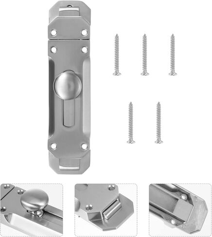 Slide Door Latches Silver Bolts for Premium Outdoor Alloy Screws Flush Duty Lock Barrel Bolt Mounted Home Hardwares with Indoor Heavy Garden Gate Polished Sliding Surface(Silverx3pcs,12X3.8CMx2pcs) in Kuwait