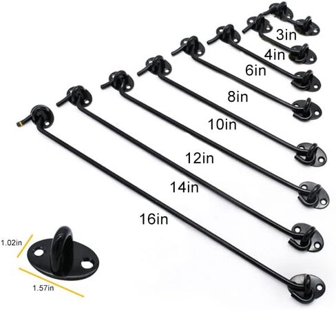 Hook and Eye Latch Gate Bolt Gate Hook Lock,Window Safety Switch Bathroom Cabinet Hook Multi-Functional Black Metal Catch Holder with Screws Kitchen Bedroom,Black 6inch (Color : Bl Button (Co(Black 14 in Saudi Arabia