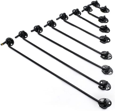 Hook and Eye Latch Gate Bolt Gate Hook Lock,Window Safety Switch Bathroom Cabinet Hook Multi-Functional Black Metal Catch Holder with Screws Kitchen Bedroom,Black 6inch (Color : Bl Button (Co(Black 14 in Saudi Arabia