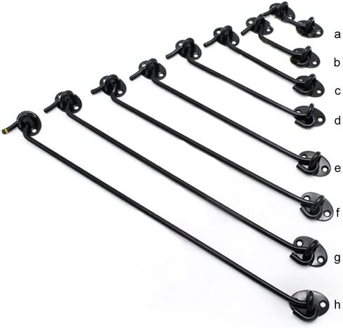 Hook and Eye Latch Gate Bolt Gate Hook Lock,Window Safety Switch Bathroom Cabinet Hook Multi-Functional Black Metal Catch Holder with Screws Kitchen Bedroom,Black 6inch (Color : Bl Button (Co(Black 14 in Saudi Arabia