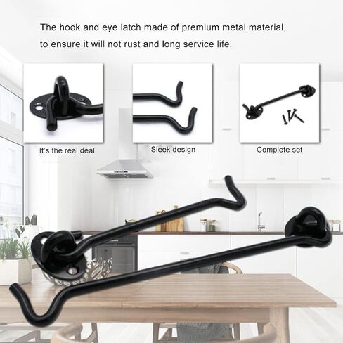 Hook and Eye Latch Gate Bolt Gate Hook Lock,Window Safety Switch Bathroom Cabinet Hook Multi-Functional Black Metal Catch Holder with Screws Kitchen Bedroom,Black 6inch (Color : Bl Button (Co(Black 14 in Saudi Arabia