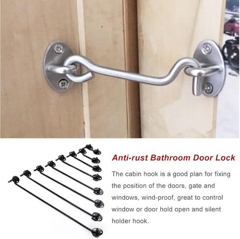 Hook and Eye Latch Gate Bolt Gate Hook Lock,Window Safety Switch Bathroom Cabinet Hook Multi-Functional Black Metal Catch Holder with Screws Kitchen Bedroom,Black 6inch (Color : Bl Button (Co(Black 14 in Saudi Arabia
