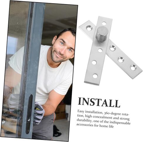 VALICLUD 360 Degree Rotatable Stainless Steel Pivot Hinge Set of 2 Concealing Hidden Door Hardware for Wood Doors Sturdy Central Pivot Hinge for Smooth Rotation in Kuwait