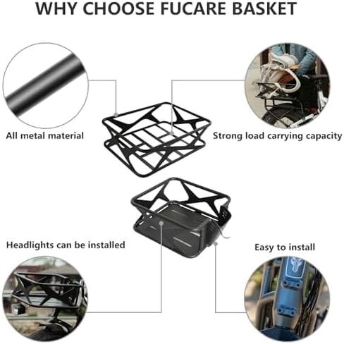 Fucare Electric Bike 2-Piece Basket Set, Front Bike Basket and Rear Cargo Rack Bike Basket for Fucare Gemini/Libra/Scorpio/Taurus E-Bike in Saudi Arabia