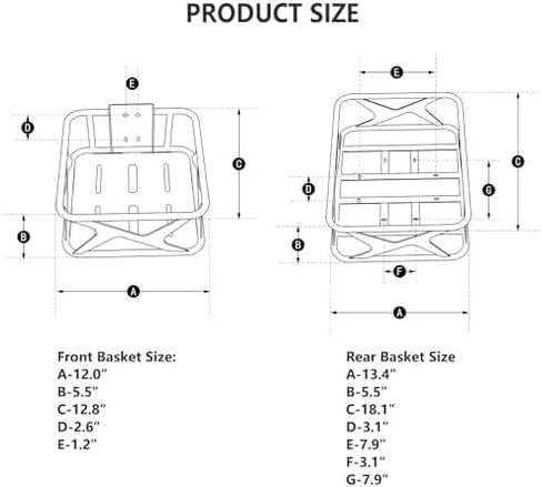 Fucare Electric Bike 2-Piece Basket Set, Front Bike Basket and Rear Cargo Rack Bike Basket for Fucare Gemini/Libra/Scorpio/Taurus E-Bike in Saudi Arabia