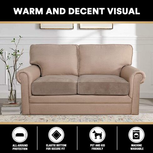 الأريكة Princedeco الأريكة المقطعية تغطي 3 قطع أريكة أريكة مخملية أغطية الأريكة الناعمة لأريكة أريكة أريكة أريكة الأريكة المقطعية للكلاب قابلة للغسل (مقاعد + 1 كرسي ، العاج) in Saudi Arabia