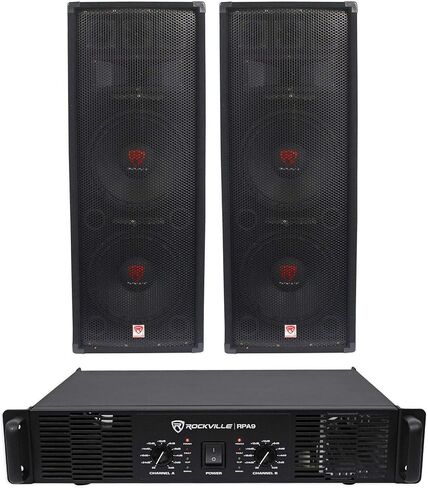 2 Rockville RSG12.28 Dual 12 2000W PA Speakers+Rockville RPA9 DJ Amplifier Amp in Saudi Arabia