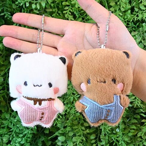 2 Pcs Bubu and Dudu Bears Magnetic Stuffed Animals with Chains Decorations, Cute Cartoon Figurine Keychain Decor for Backpacks, Desks, Home in Kuwait