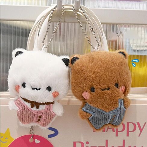 2 Pcs Bubu and Dudu Bears Magnetic Stuffed Animals with Chains Decorations, Cute Cartoon Figurine Keychain Decor for Backpacks, Desks, Home in Kuwait