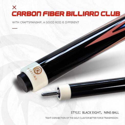 Billiard Cue 58" 19-21oz 1/2 Joint Carbon Fiber Pool Cue Stick 14mm Break Cube in Saudi Arabia