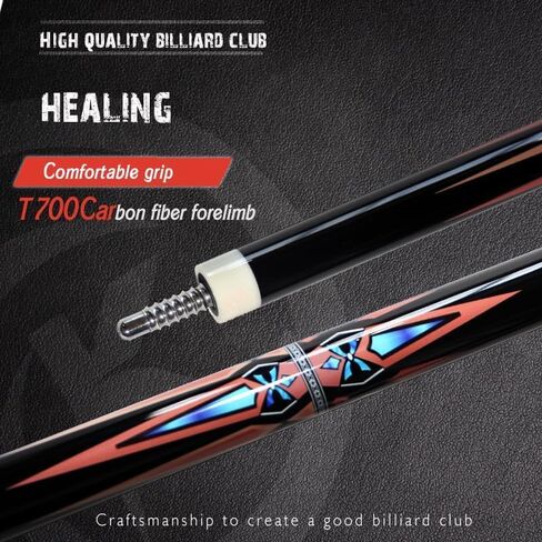 Billiard Cue 58" 19-21oz 1/2 Joint Carbon Fiber Pool Cue Stick 14mm Break Cube in Saudi Arabia