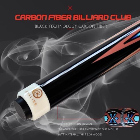 Billiard Cue 58" 19-21oz 1/2 Joint Carbon Fiber Pool Cue Stick 14mm Break Cube in Saudi Arabia