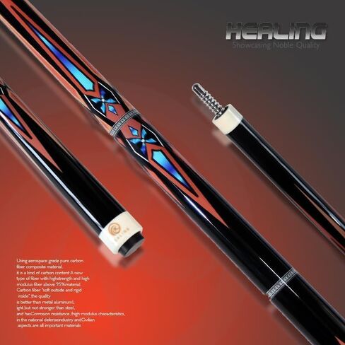 Billiard Cue 58" 19-21oz 1/2 Joint Carbon Fiber Pool Cue Stick 14mm Break Cube in Saudi Arabia