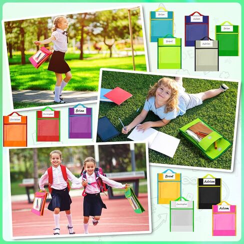 Berlune Book Pouches Bulk Clear Pocket Bags Reading Bags Book Pouches Colorful Reading Protector Supplies(12 Pcs) in Saudi Arabia