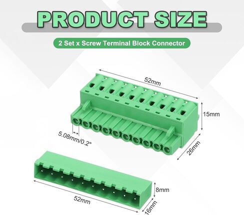 Meccanixity 2 مجموعة 22-Pin 5.08mm/0.2 "Pitch PCB Mount Mount Terminal Block Conclator in Saudi Arabia