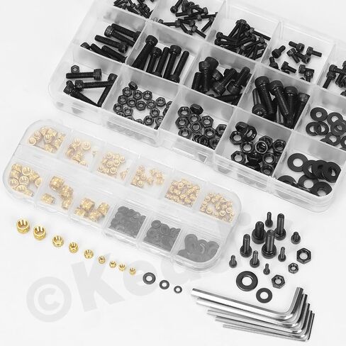 keadic 385pcs إدراج الخيوط M2 - M5 مجموعة حرارة النحاس ، إدراج ، مسامير رأس المقبس السداسي مسامير السداسي غسالات الجروش ألين ، المسمار رأس المقبس وخيط النحاس النحاس مجموعة الجوز 9 (304 الفولاذ المقاوم للصدأ) in Saudi Arabia