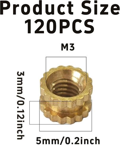 30pcs 3D طباعة المكسرات النحاسية ، M8 × 8 مم H × 10 مم من المكسرات النحاسية النحاسية ، المكسرات التضمين على ملولبة للطباعة قذيفة بلاستيكية طابعة ثلاثية الأبعاد in Saudi Arabia