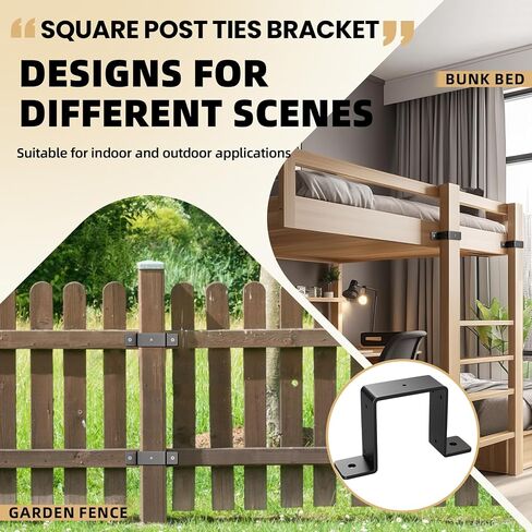 3 Pcs 4" x 4" Strap Post Ties - Heavy Duty Deck Fence Brackets for 4"x4" Wood Post Beam, Gazebo Mounting Brackets - 2mm Thick - Black in Kuwait