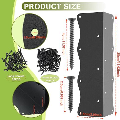 8-Pack Heavy-Duty Metal Corner Brackets for Raised Garden Beds (11"x3"x3") - L-Shaped Reinforced Connectors with Short/Long Screws, Fits 20"-24" Bed Edges & Wooden Shelves/Cabinets in Saudi Arabia
