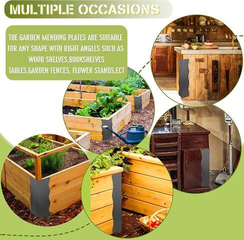 8-Pack Heavy-Duty Metal Corner Brackets for Raised Garden Beds (11"x3"x3") - L-Shaped Reinforced Connectors with Short/Long Screws, Fits 20"-24" Bed Edges & Wooden Shelves/Cabinets in Saudi Arabia