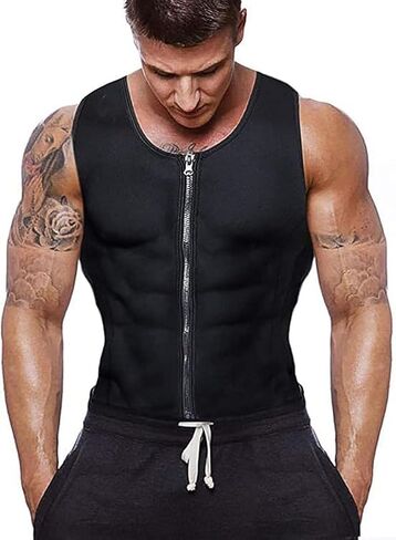 Waist Trainer Sweat Vest for Men,Hot Neoprene Sauna Tank Top Vest with Zipper,Gym Workout Suit in Saudi Arabia