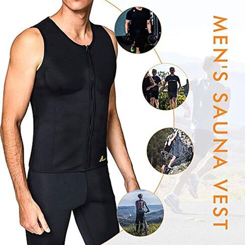 Waist Trainer Sweat Vest for Men,Hot Neoprene Sauna Tank Top Vest with Zipper,Gym Workout Suit in Saudi Arabia