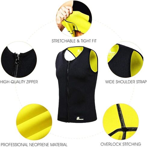 Waist Trainer Sweat Vest for Men,Hot Neoprene Sauna Tank Top Vest with Zipper,Gym Workout Suit in Saudi Arabia